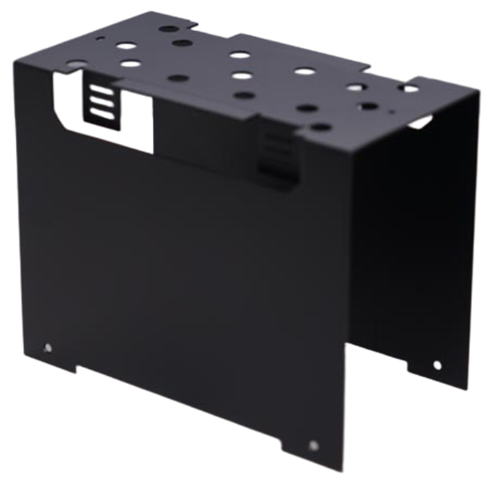 Formed black sheet metal equipment housing