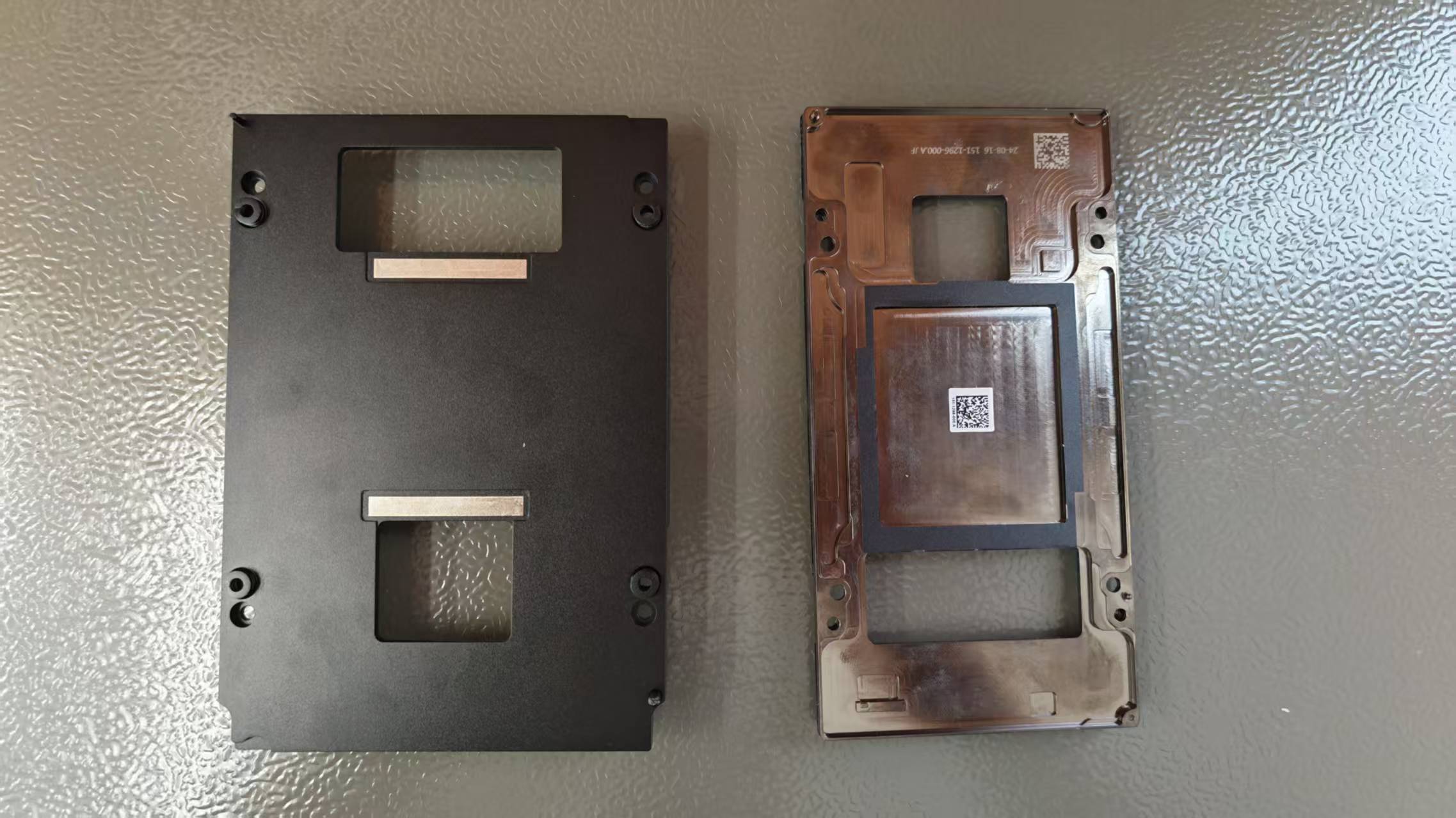 Precision metal chassis in finished and machined states